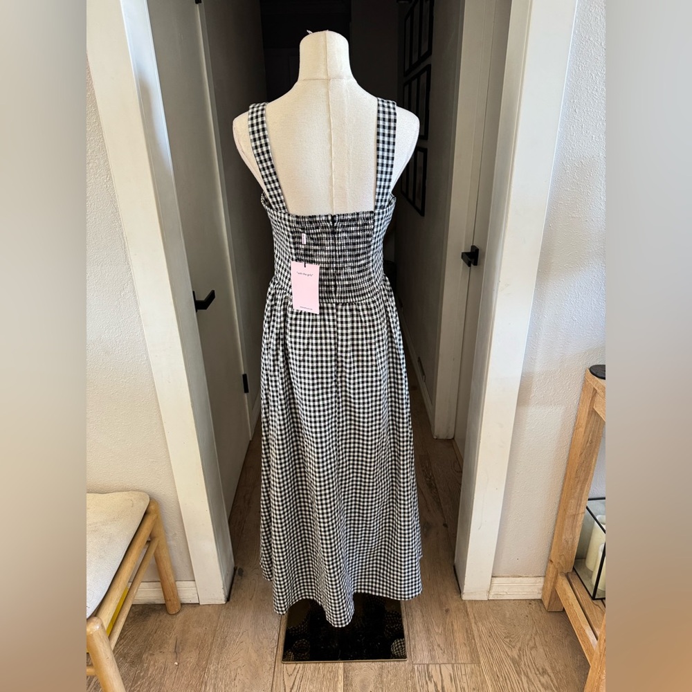 Avec Les Filles Gingham Ruched Midi Dress Sz 8 NWT - Picture 6 of 11